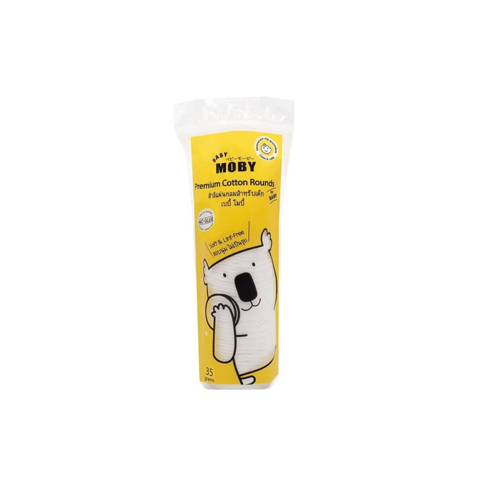 สำลีแผ่นกลม Premium Cotton Rounds BABY MOBY